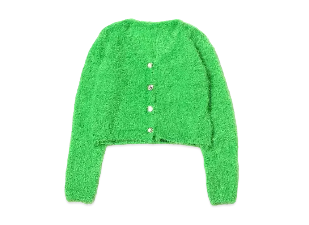 atmos pink Colored Shaggy Knit Cardigan "Green"