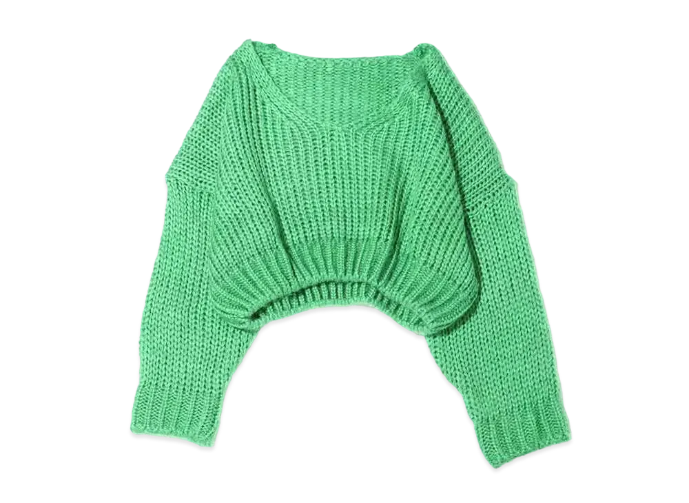 atmos pink V-Neck Short Knit Tops "Green"