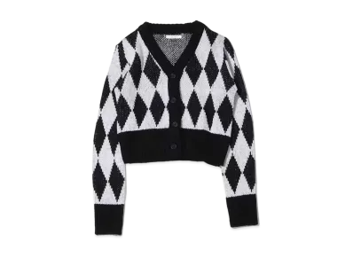 atmos pink Argyle Gala Mini Length Cardigan "Black"