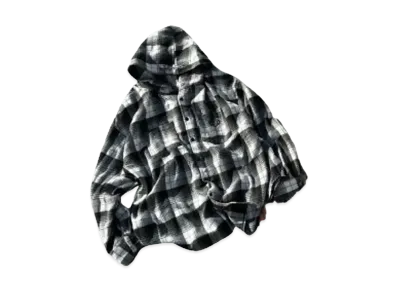 HTH check hood shirt "BLACK"