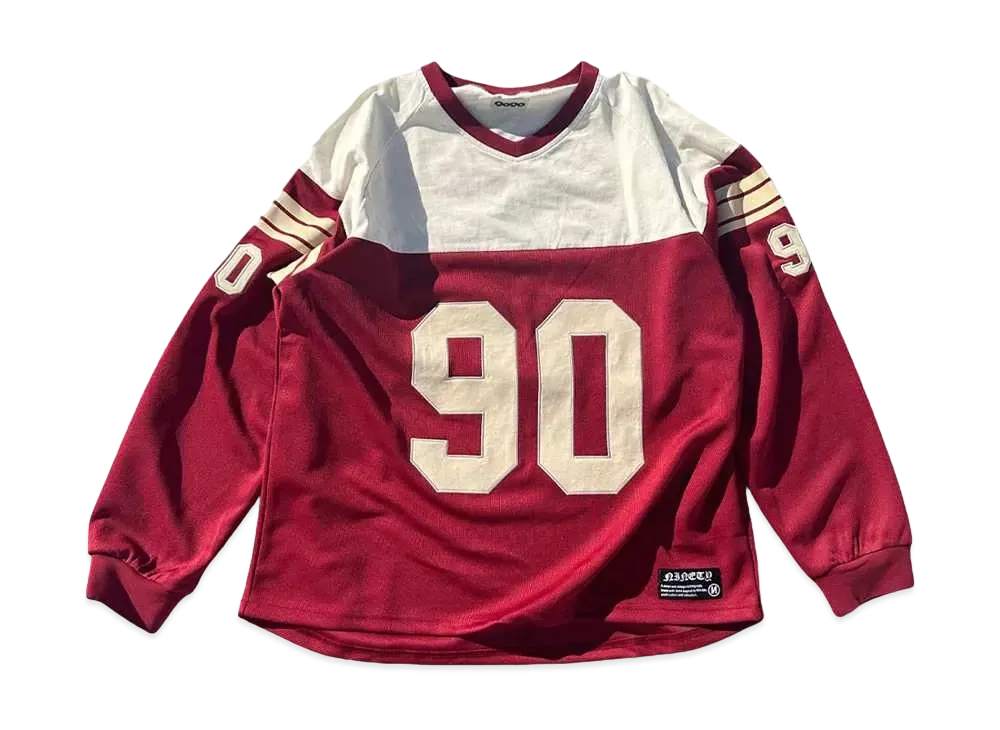 9090 90 Numbering Hockey L/S Shirts "WINE RED"