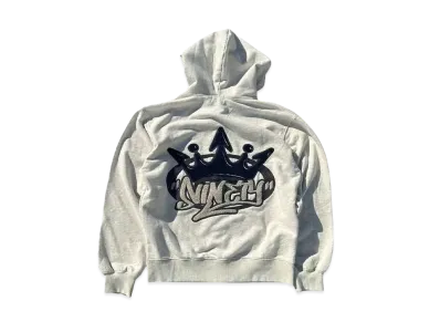 9090 King Logo Pile Stitched Zip Hoodie "OATMEAL"