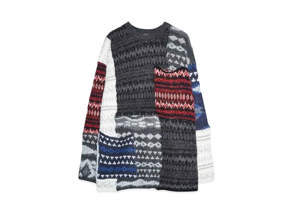 White Mountaineering PATCHWORK PULLOVER KNIT "MULTI"