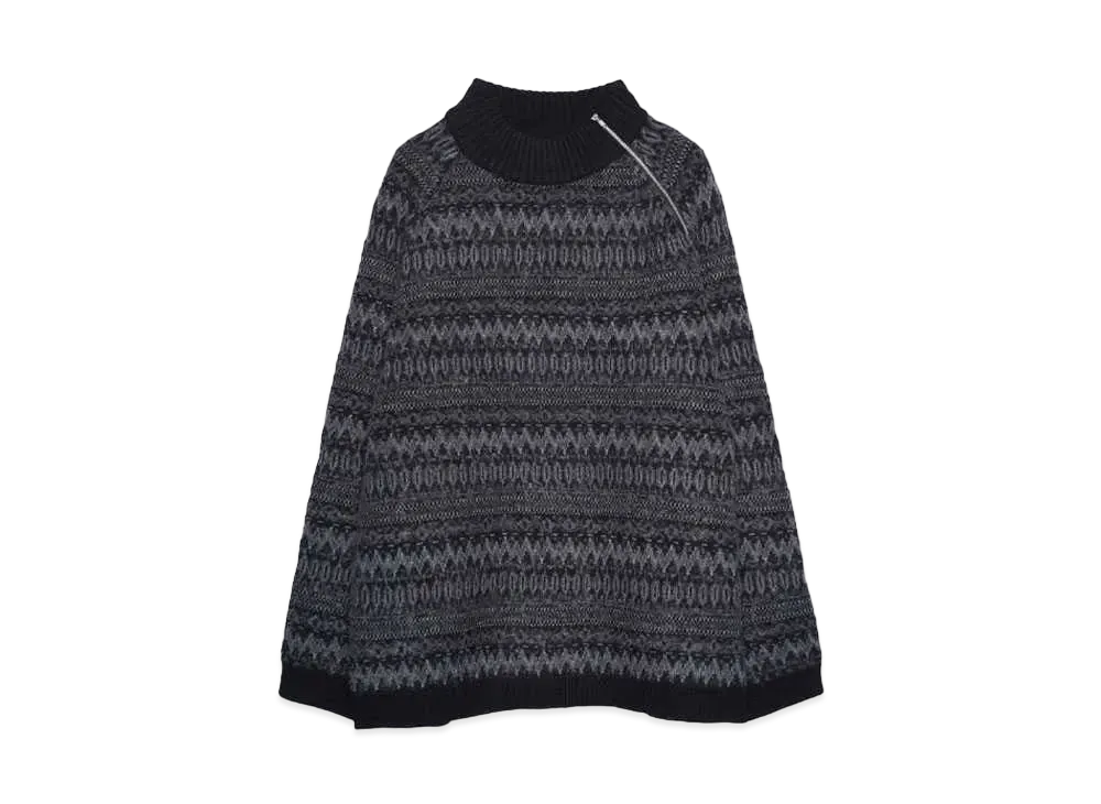 White Mountaineering NORDIC PATTERN ZIP PULLOVER "BLACK"