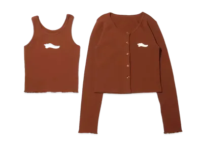 atmos pink x Riehata Logo Shishwili Tank Top Cardigan Set "Brown"