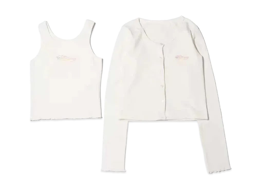 atmos pink x Riehata Logo Shishwili Tank Top Cardigan Set "White"
