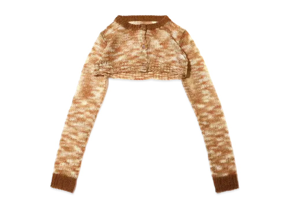 atmos pink Colorful Mohair Touch Short Cardigan "Brown"