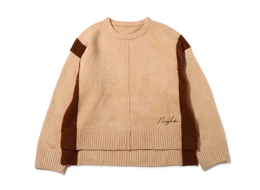 atmos pink x Riehata Bicolor Knit Tops "Beige"