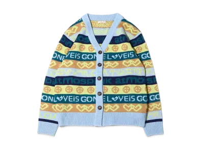 atmos pink Tegakifuu Jacquard Knit Cardigan "Blue"