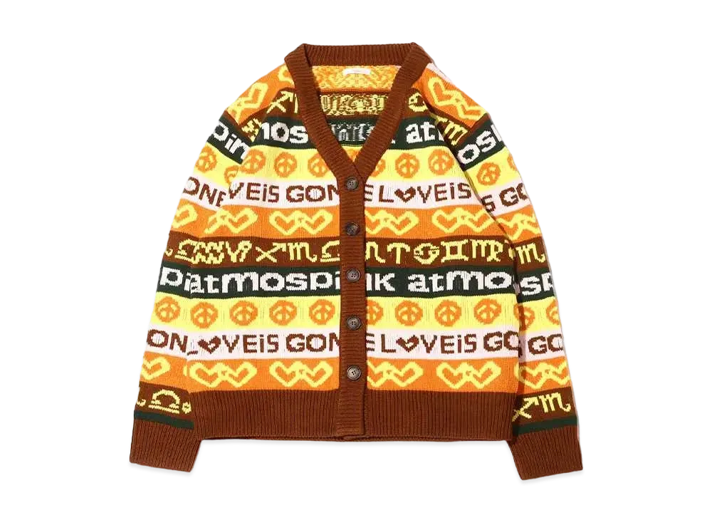atmos pink Tegakifuu Jacquard Knit Cardigan "Brown"