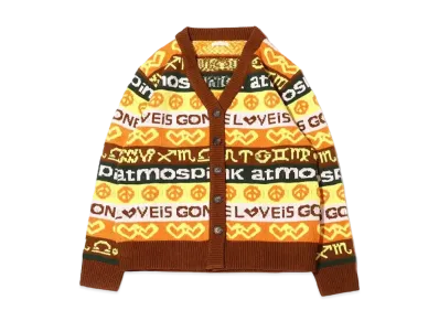 atmos pink Tegakifuu Jacquard Knit Cardigan "Brown"