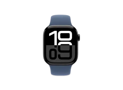 Apple Watch Series 10 GPS Model Jet Black Aluminiumcase Rubber Sportsband "Denim"
