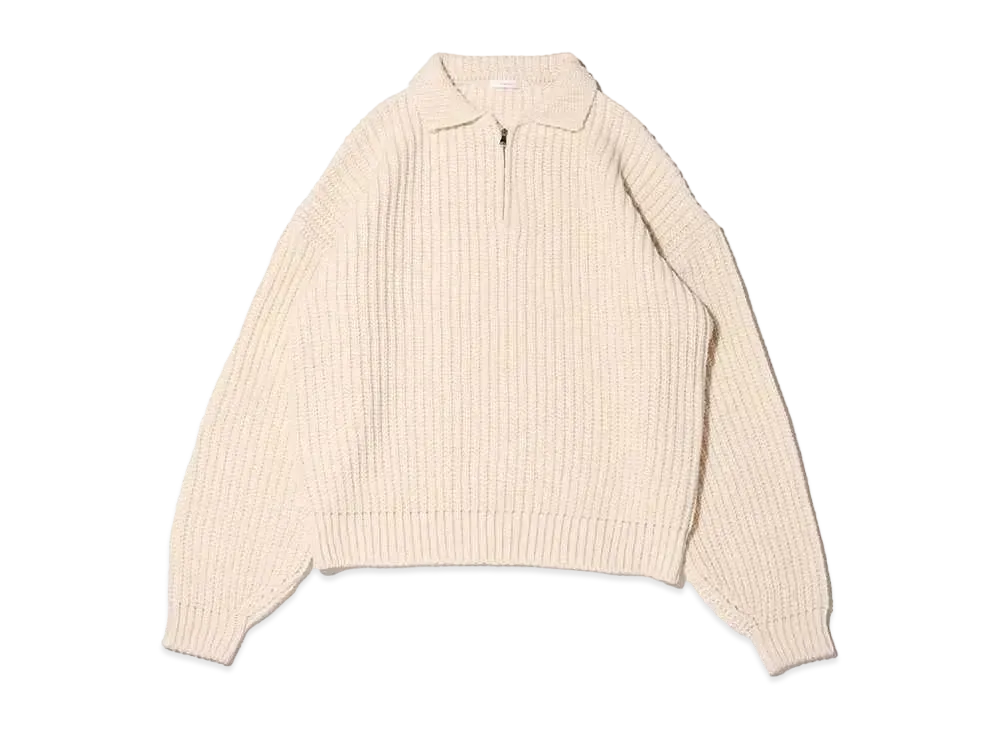 atmos pink Half-Zip Knit Tops "Ivory"