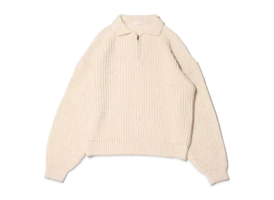 atmos pink Half-Zip Knit Tops "Ivory"