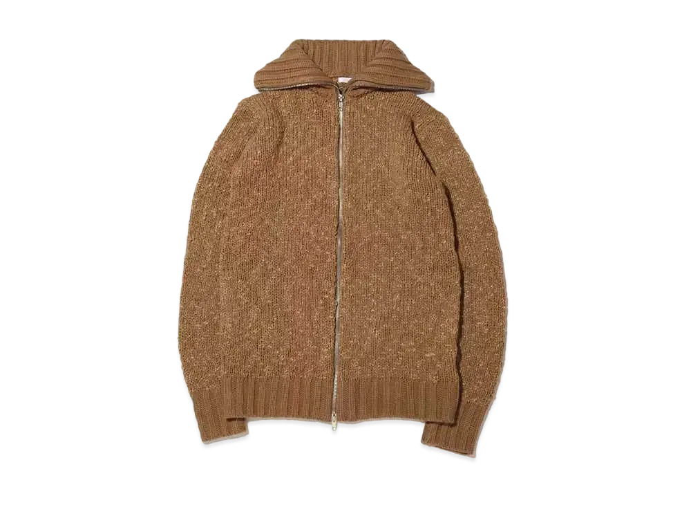 atmos pink Big Neck Zip-Up Knit Tops "Brown"