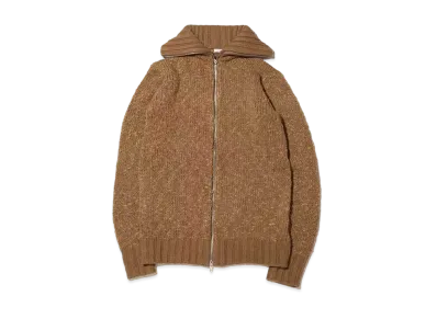 atmos pink Big Neck Zip-Up Knit Tops "Brown"