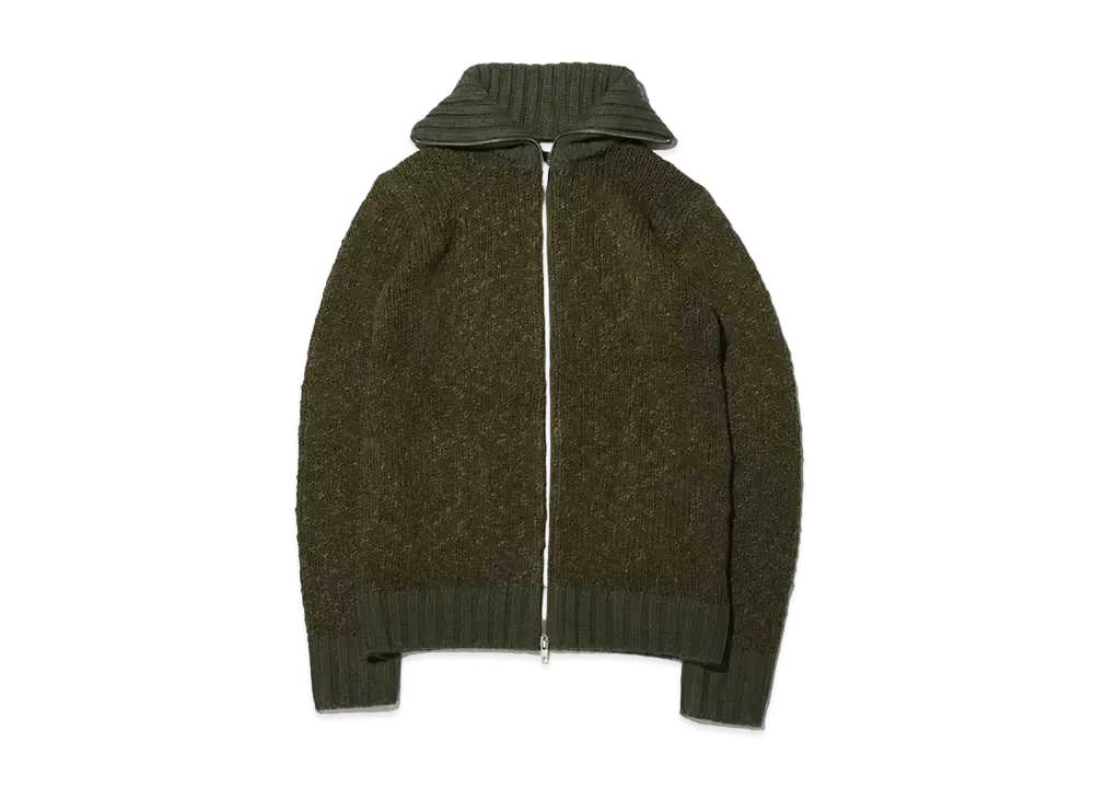 atmos pink Big Neck Zip-Up Knit Tops "Green"