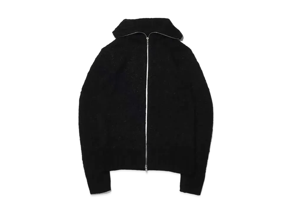 atmos pink Big Neck Zip-Up Knit Tops "Black"