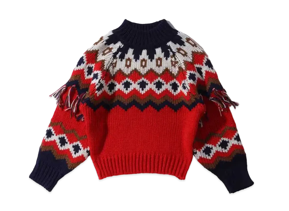 atmos pink Folklore Knit Pullover TX "Red"