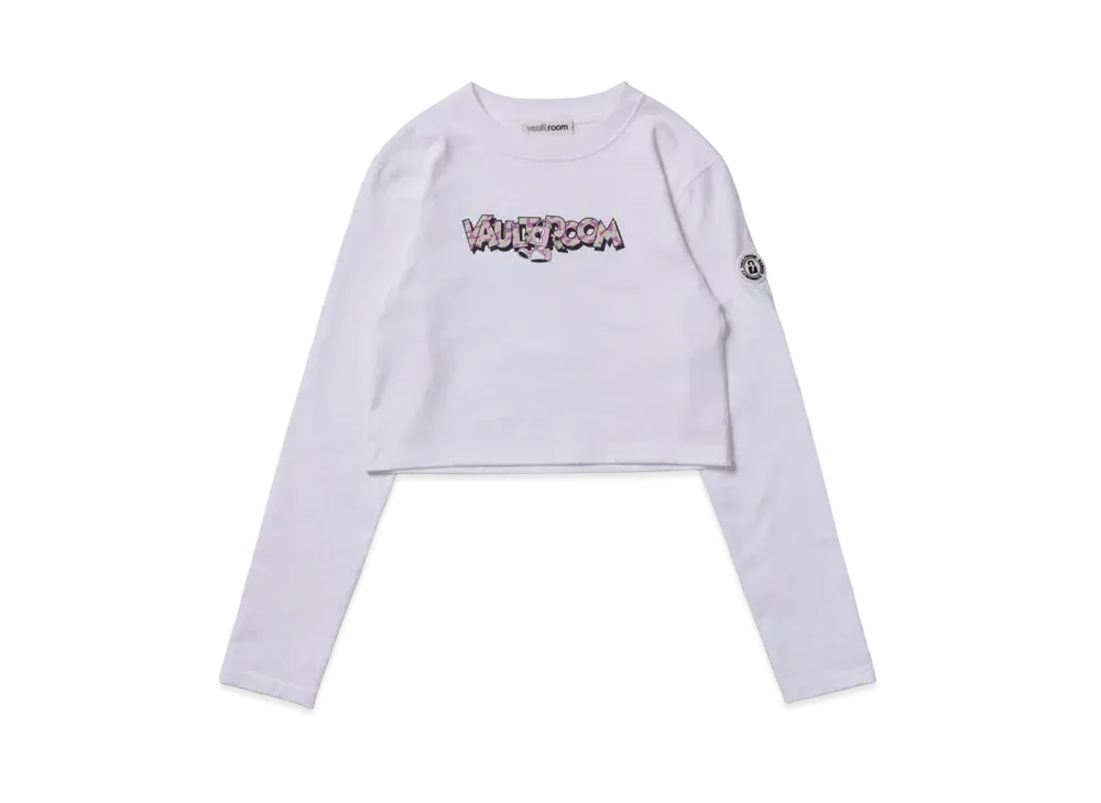 VAULTROOM Camo Logo Cropped Long Sleeve T-Shirt "White"
