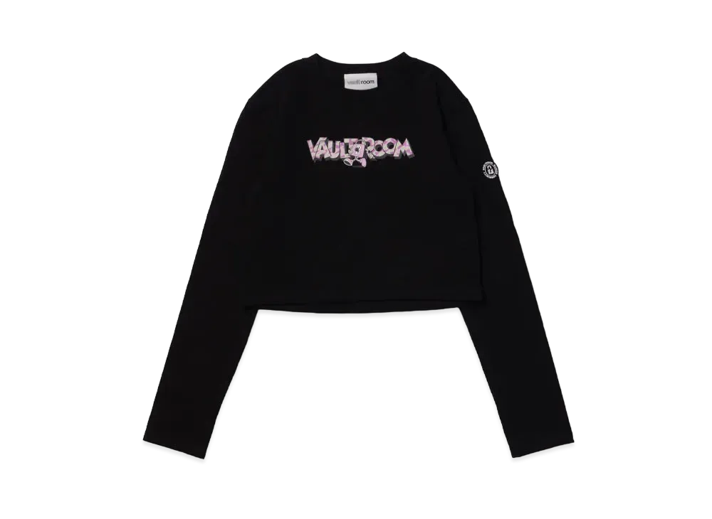 VAULTROOM Camo Logo Cropped Long Sleeve T-Shirt "Black"