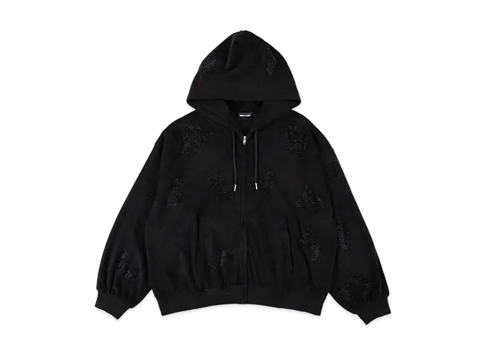 WIND AND SEA x Shay Rhinestone Zip Up Sweatshirt "Black"