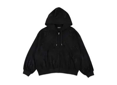 WIND AND SEA x Shay Rhinestone Zip Up Sweatshirt "Black"