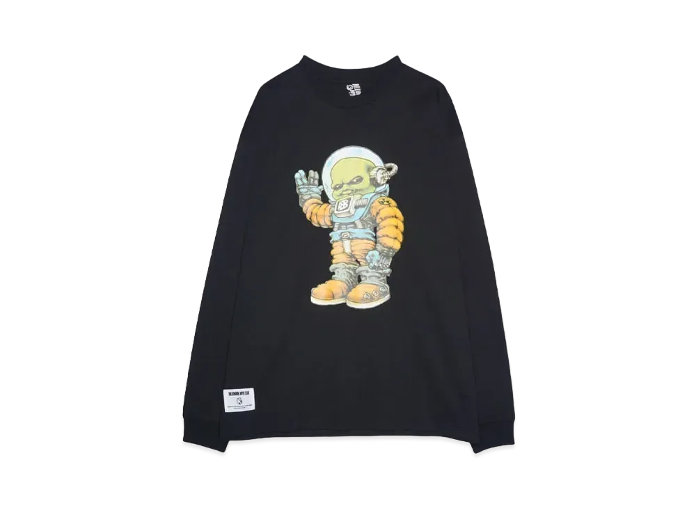 BILLIONAIRE BOYS CLUB COTTON LS T-SHIRT ASTRONAUT BY W "BLACK"