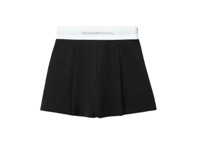 Alexander Wang Logo High Waist Stretch Pleats Shorts "Black"