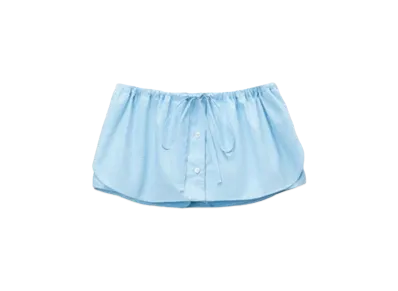 Alexander Wang Crystal Hotfix Drawstring Poplin Coat "Chambray Blue"