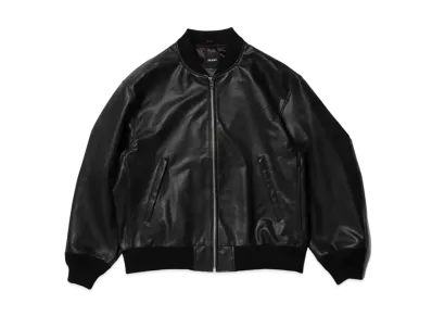 BEAMS Leather Bomber Jacket "Black"