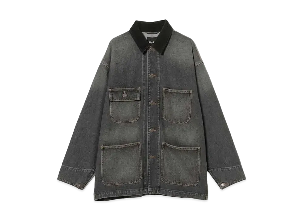 BEAMS Loose Denim Coverall Jacket "Black"