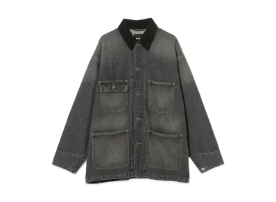 BEAMS Loose Denim Coverall Jacket "Black"