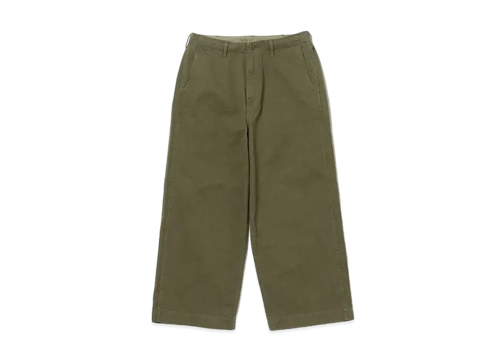 BEAMS 1940'S Detail Wide Chino Pants "Olive"