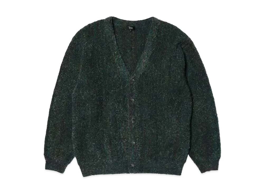 BEAMS 5 Gauge Boucle Striped Cardigan "Green"