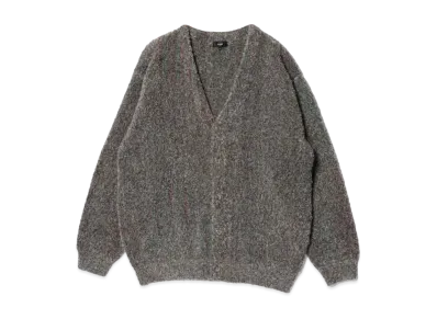 BEAMS 5 Gauge Boucle Striped Cardigan "Grey"