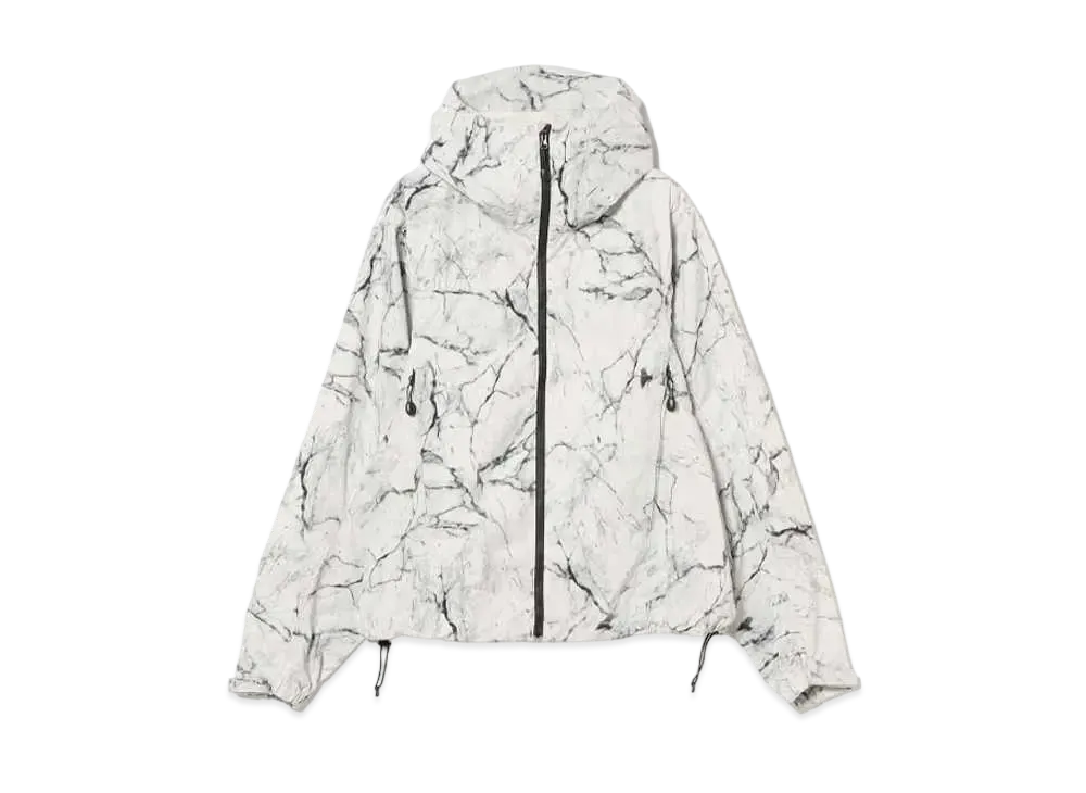 BEAMS Water Repellent Allover Print Zip-Up Hoodie "White"