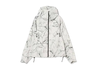 BEAMS Water Repellent Allover Print Zip-Up Hoodie "White"