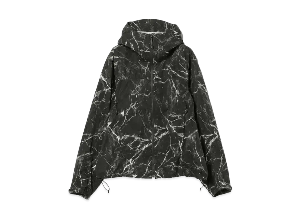 BEAMS Water Repellent Allover Print Zip-Up Hoodie "Black"