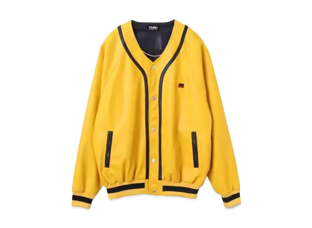 atmos pink x FUBU Back Logo Synthetic Leather Jacket "Yellow"