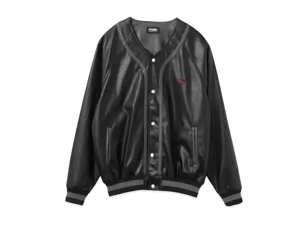 atmos pink x FUBU Back Logo Synthetic Leather Jacket "Black"