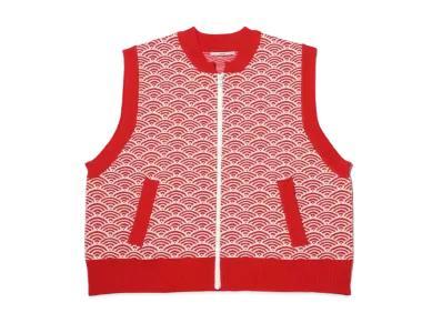 atmos pink Sougara Big Knit Vest "Red/White"