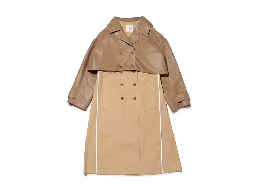 atmos pink 3-Way Long Vest Leather Docking Coat "Beige"