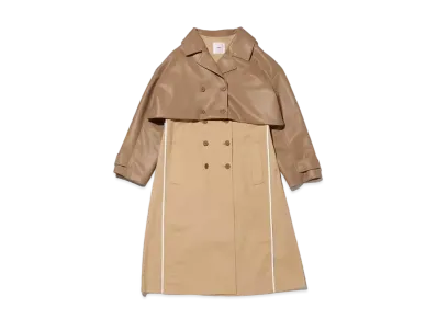 atmos pink 3-Way Long Vest Leather Docking Coat "Beige"