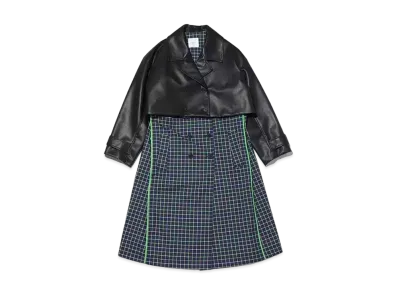 atmos pink 3-Way Long Vest Leather Docking Coat "Black"