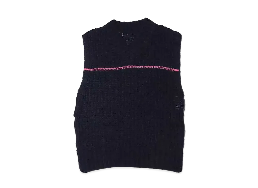 atmos pink Long Knit Vest "Navy"