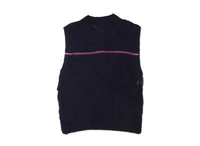atmos pink Long Knit Vest "Navy"