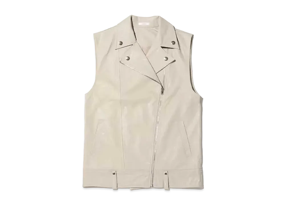 atmos pink Riders Faux Leather Vest "Beige"
