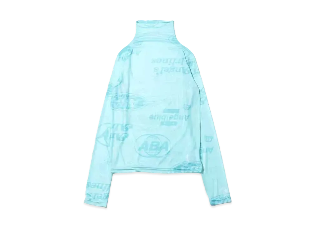 atmos pink x Angel Blue Pattern Logo See-Through Tops "Sax"