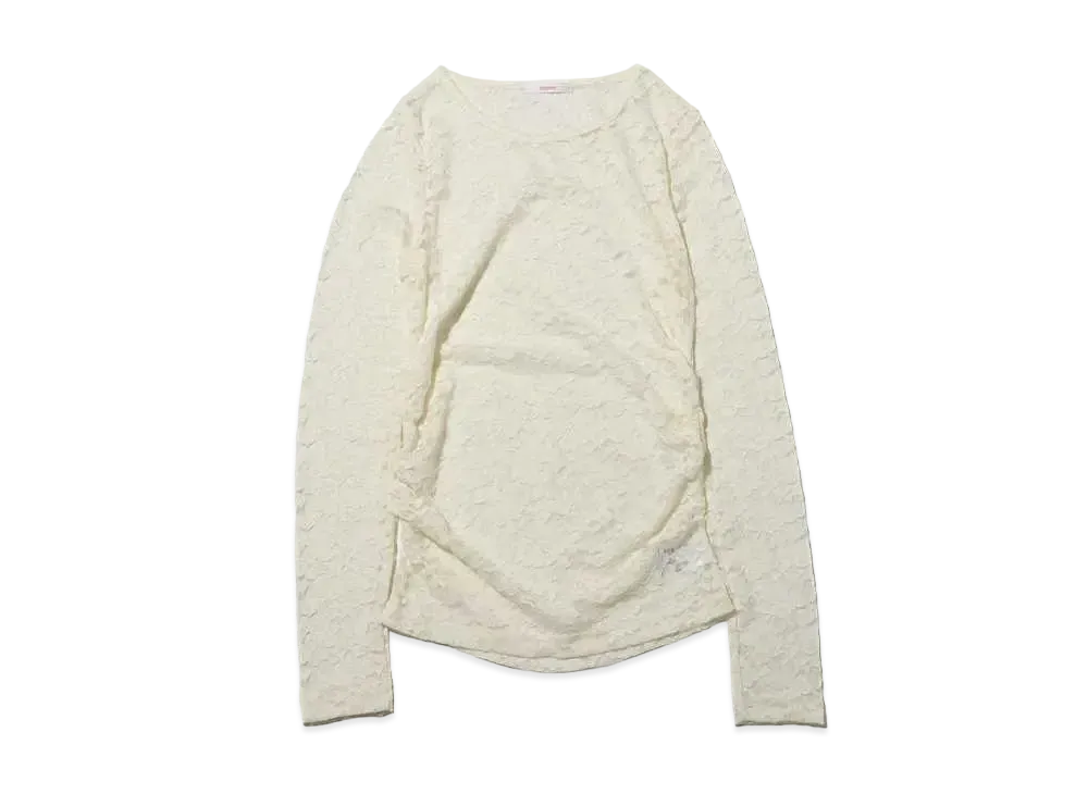 atmos pink Ruched Lace Tops "White"